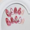 Rose smudged bow, sparkling diamond temperament, versatile removable wearable nails, 30 pieces