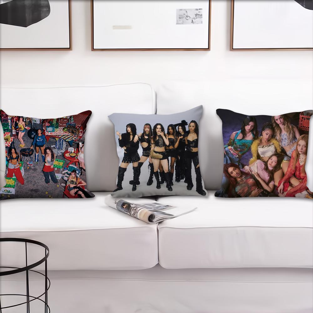 Pop Music Singer KKATSEYE cushion cover Pillow Case Square Cushion Room Bedroom Headboard Sofa Living Backrest Nap Time