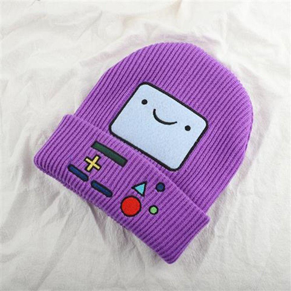 Embroidered Knitted Beanies Hat Game Machine Pattern Knitted Skull Bonnet Winter Cap  Unisex