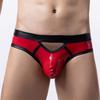 Slip Bikini Sexy da Uomo Colore Patchwork Davanti Vuoto Mutandine a Vita Bassa Design U-convesso Biancheria Intima Traspirante
