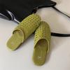 Fashion 2025 New Women Flat Sandals Mesh Knit Hollow Braided Summer Breathable Non Slip Slip-On Dressy Casual Vacation Slides Slippers