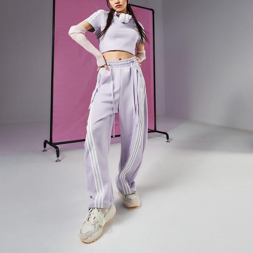 Adidas Dance Short Sleeve T-Shirt With Three Stripes Women Tops Silver Purple JI9794
