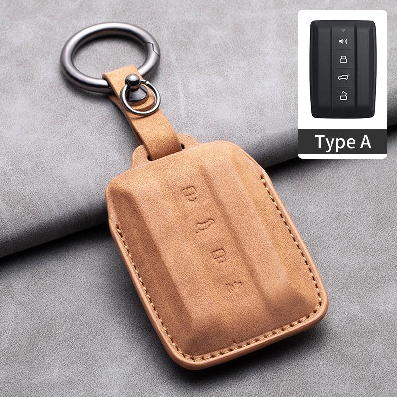 Styling Mouldings Leather Car Smart Remote Key Case Fob Cover For Geat Wall GWM WEY TANK 300 500 Tank300 Tank500 Auto Keychain A