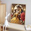 Disney 5D DIY Diamond Painting, Beauty and The Beast Art Illustration Full Round Diamond Mosaic Cartoon Cross Stitch Art Painting Home Decoration