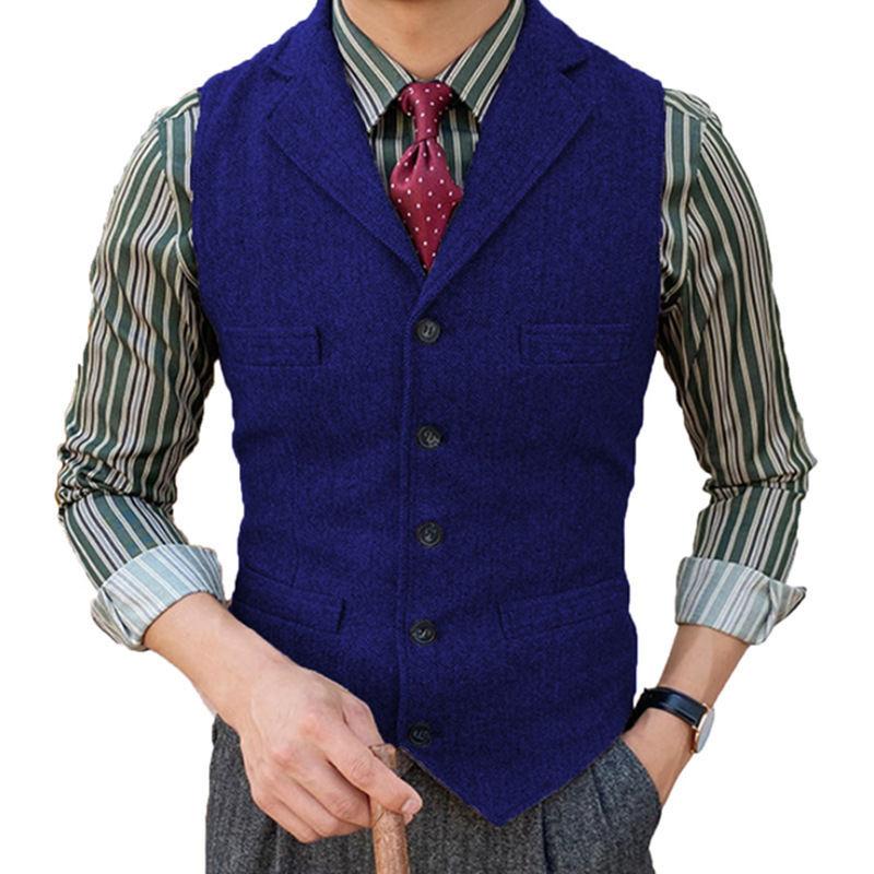 Men's Suit Vest Slim Herringbone Vest Single-breasted Casual