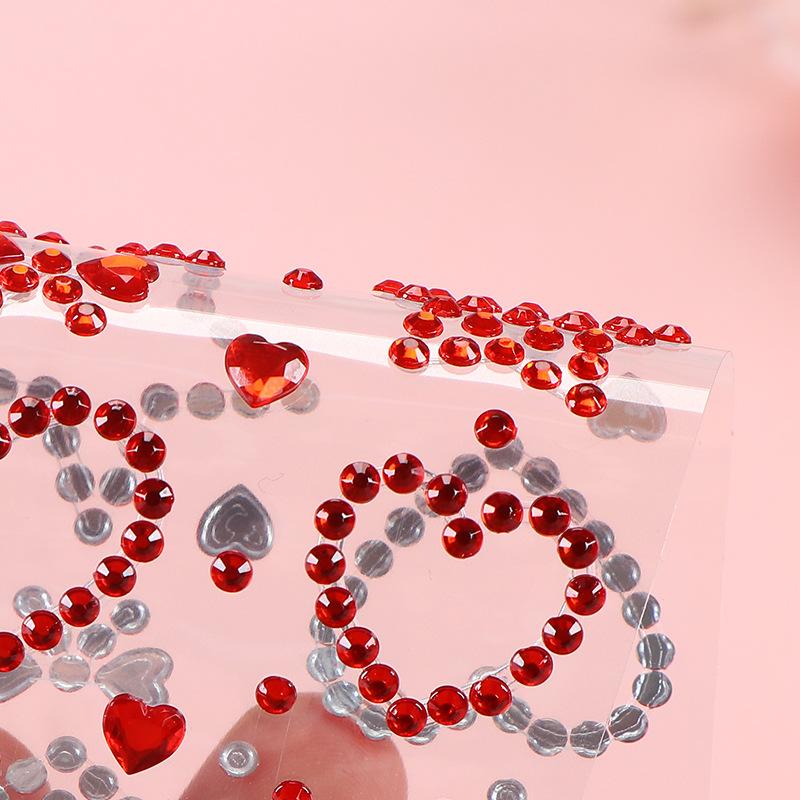 Colorful Face Rhinestone Stickers 1 Sheet Self Adhesive Heart Star Design for School Talent Show Stage Makeup