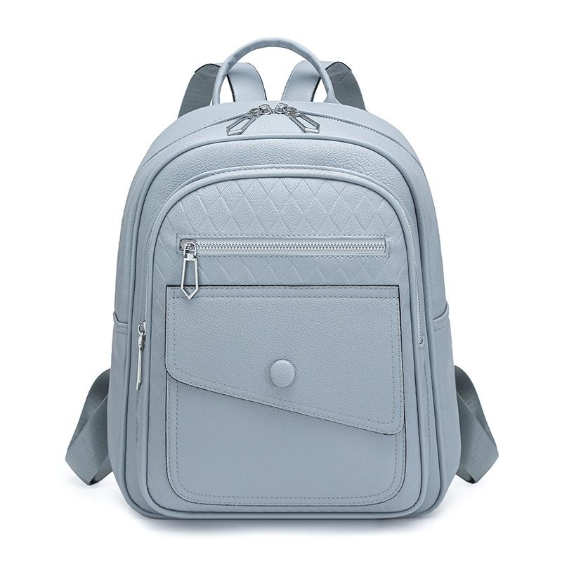 

Stylish Quilted Backpack for Women, Fashionable PU Backpack Multiple Pockets and Adjustable Straps синій