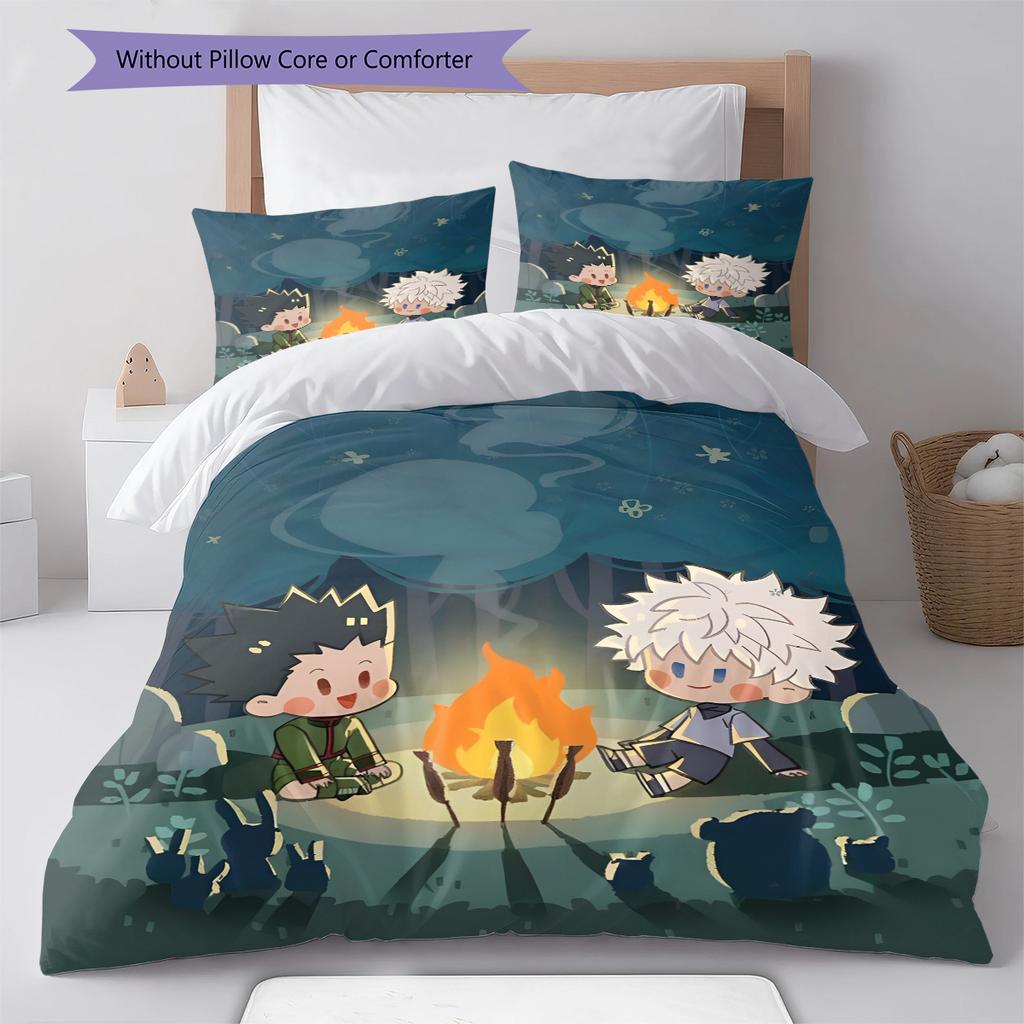 Set Copripiumino Trapuntato con Motivo Anime Federe Decorazione Casa Regalo di Compleanno (1 * copripiumino + 2 * federa, senza nucleo)