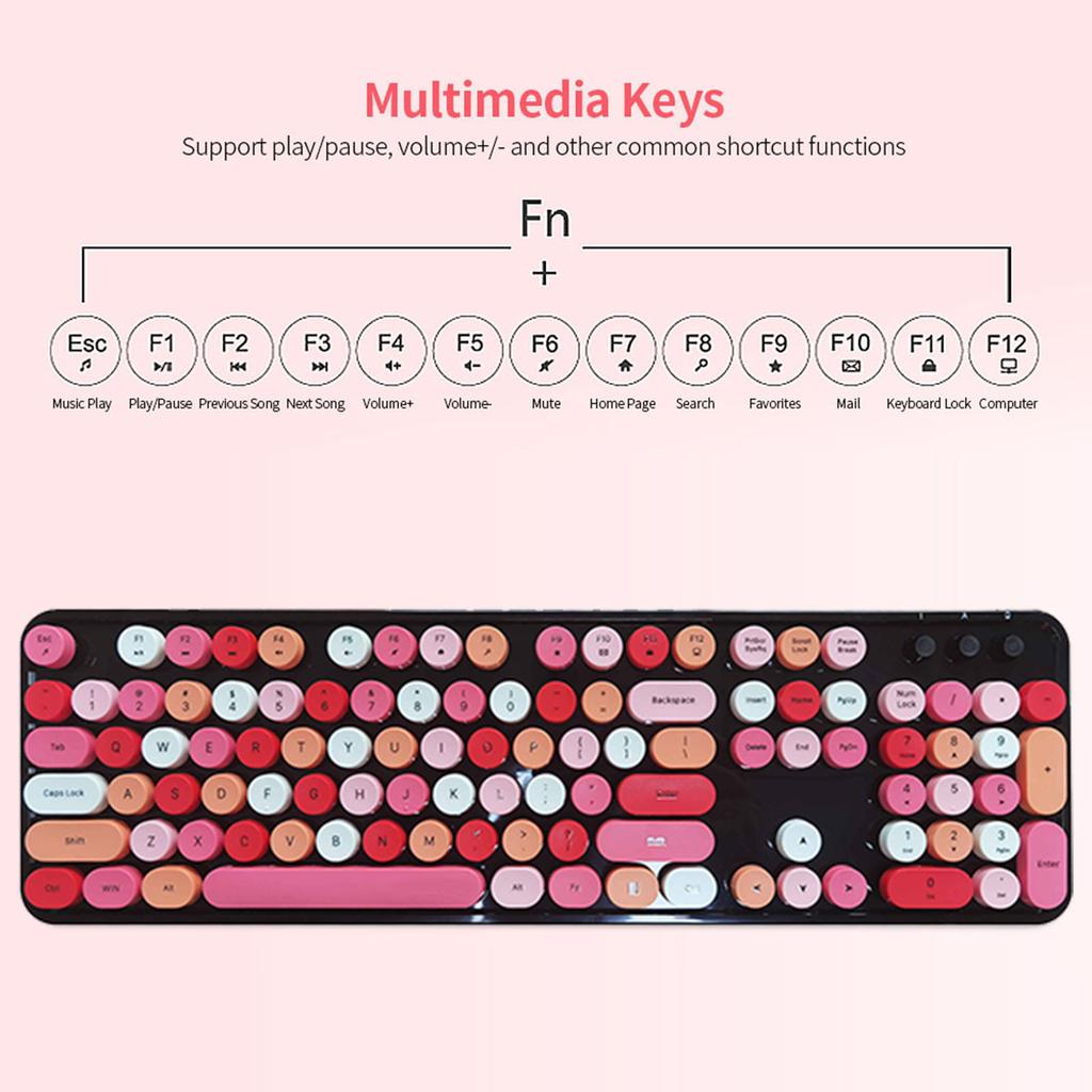 Sweet Keyboard Mouse Combo Mixed Color 2.4G Wireless Keyboard Mouse Set Circular Suspension Key for PC Laptop Light Brown