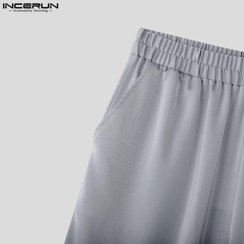 INCERUN 2PCS Men Long Sleeve Irregular TopsLong Straight Pants Sets Two Pieces Outfits