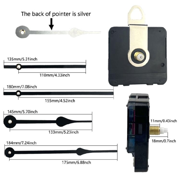Battery Operated Quartzs Wall Clock Motor Movement Replacement Parts with Multiple Hand Size for Crafting Timepieces