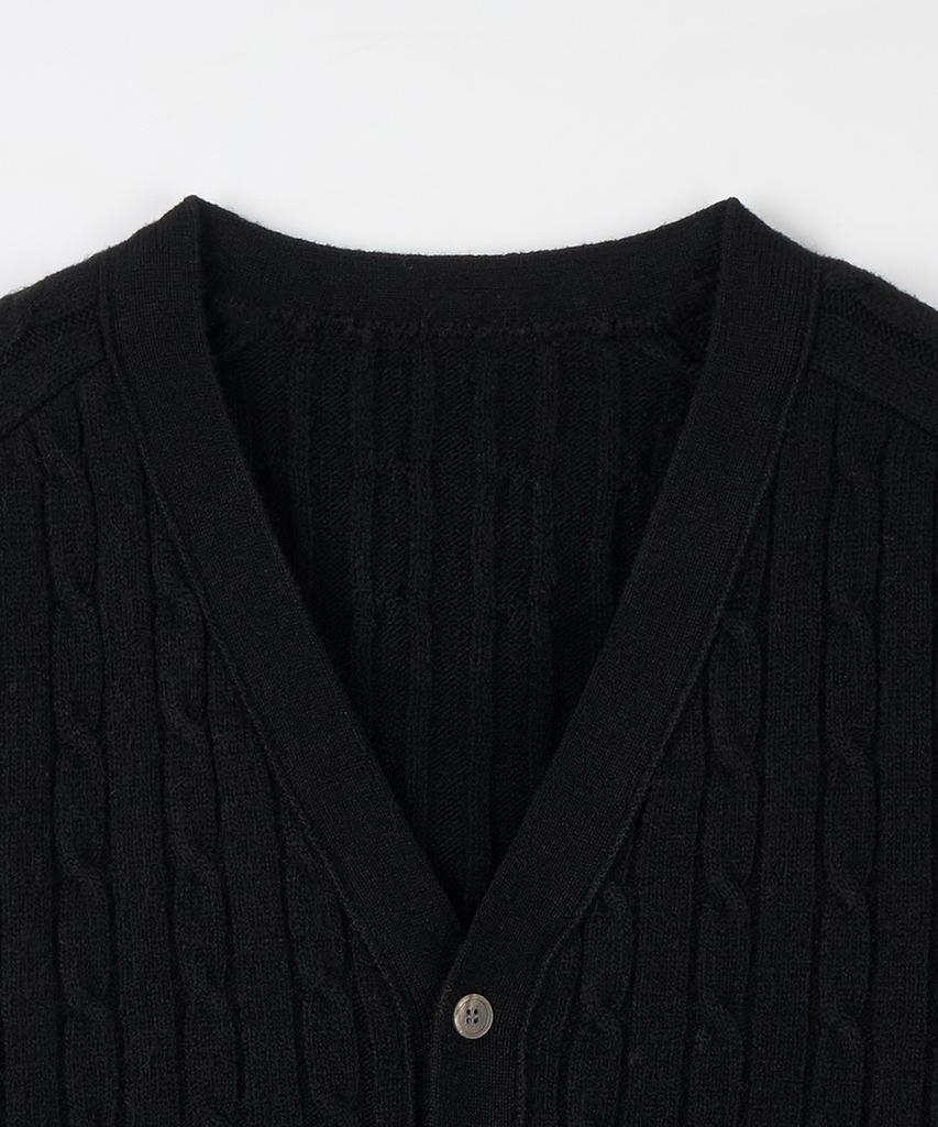 Nodu Cable Saddle Crop Cardigan [Black]