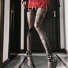 Goth Große Spinnenmuster Seidenstrümpfe Gothic Vintage Dunkle Netzstrumpfhose Damen Alternative Sexy Strumpfhose mit Spinnennetz und Hexe