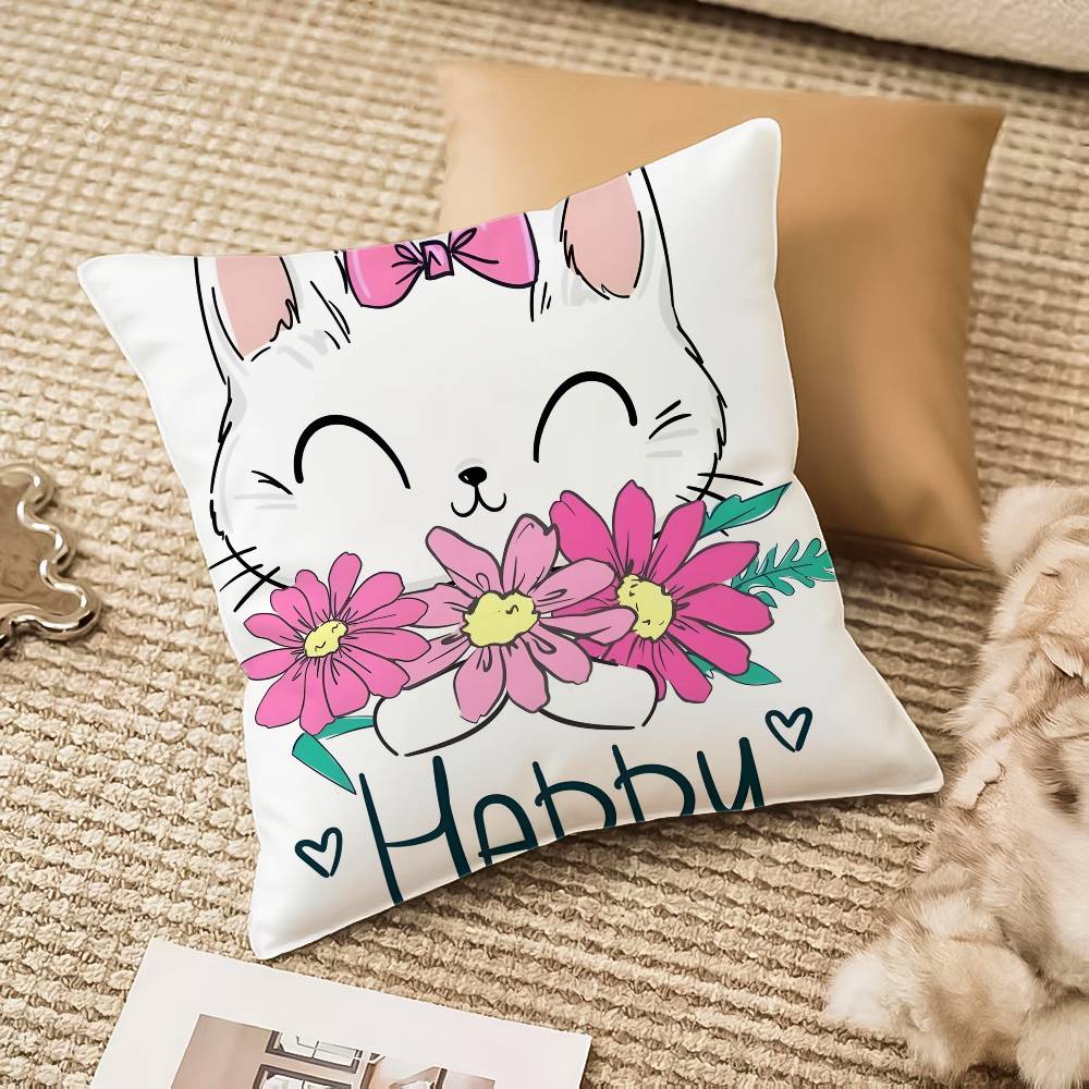Anime Cute Cat Kitty Pillow Case Anti-dustmite Invisible Zipper Sofa Bed
