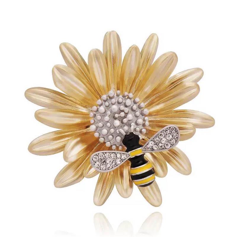 

Яркая брошь «Подсолнух с пчелой» - Высококлассный роскошный модный аксессуар