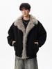 Unisex Korean Style Patchwork Cotton Jacket with Plush Lapel - Autumn/Winter Trend.