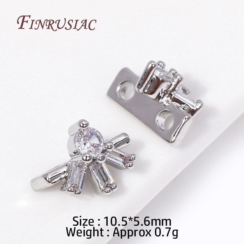 18K Gold Plated 2/3 Hole Separators For Beads,Inlaid Zircon Beads Separators,Handmade Decorative DIY Beading Jewelry Materials