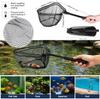 Foldable Fishing Landing Net with 11cm Telescopic Pole Handle Rubber Coated Mesh Fly Fish Net for Pond Trout Carp Catch&Release