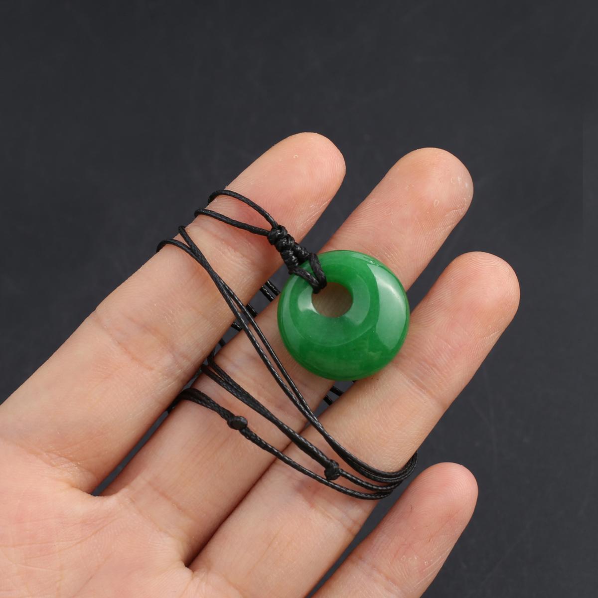 

1шт кристалл ожерелье кулон, круглый натуральный камень агат содалит нефрит аметист драгоценный камень кулон ожерелья для женщин мужчин ювелирные изделия подарки на день рождения 18 мм 1Pc-Malay Jade/18mm