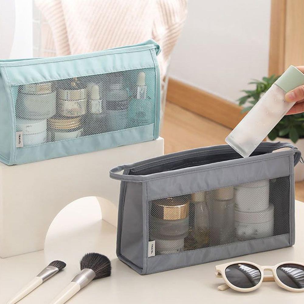 Travel Visual Wash Bag Women's Cosmetic Bag Breathable Storage Bag Portable Lipstick Mobile Phone Bag Outdoor Handheld Large Capacity Cosmetics Bag