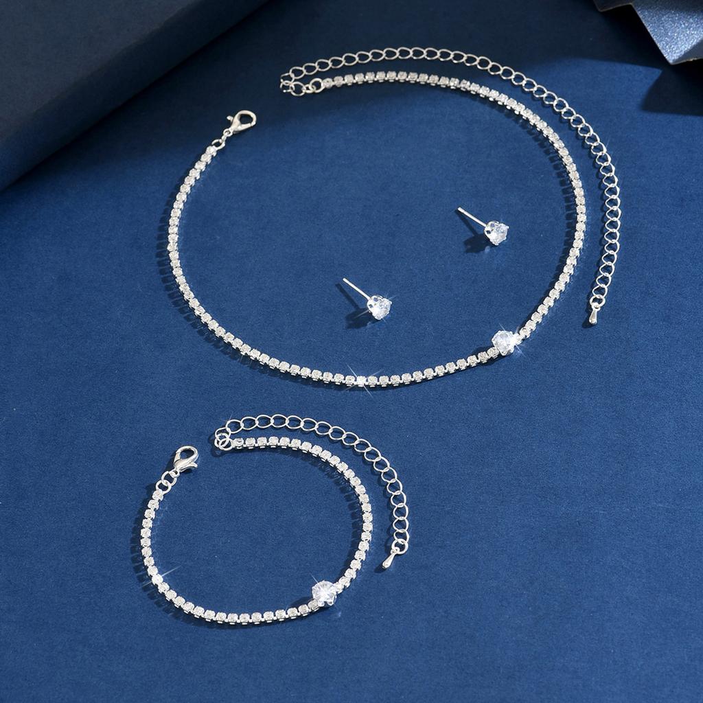 Ladies' fashionable, simple and versatile necklace, earring, bracelet, jewelry set suitable for daily wear, holiday gifts