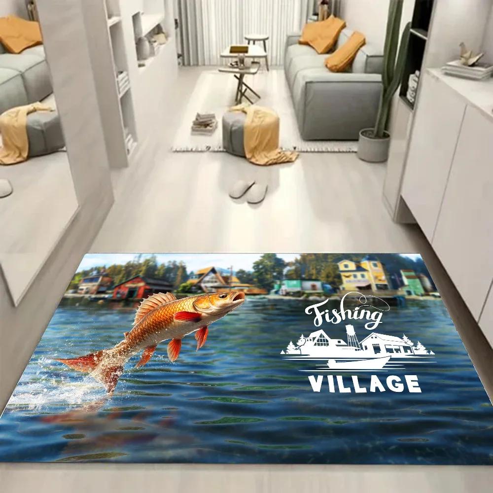 1pc Rapala Fishing Enthusiasts Bathroom Absorbent Mats Anti-Slip Mats Home Decor Supplies Carpets Home Kitchen Floor Mats