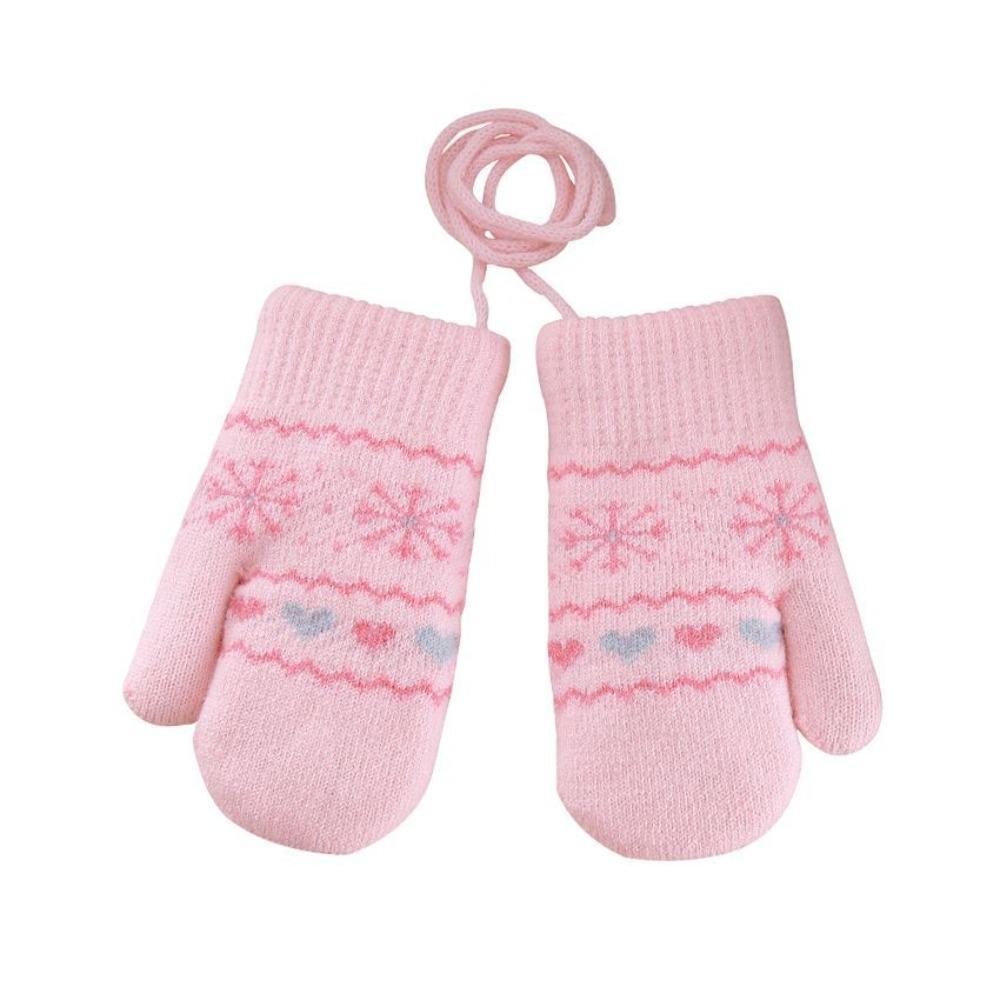 Hanging Neck Rope Children Knitted Mittens Thickened Warm Winter Warm Gloves  Winter Season