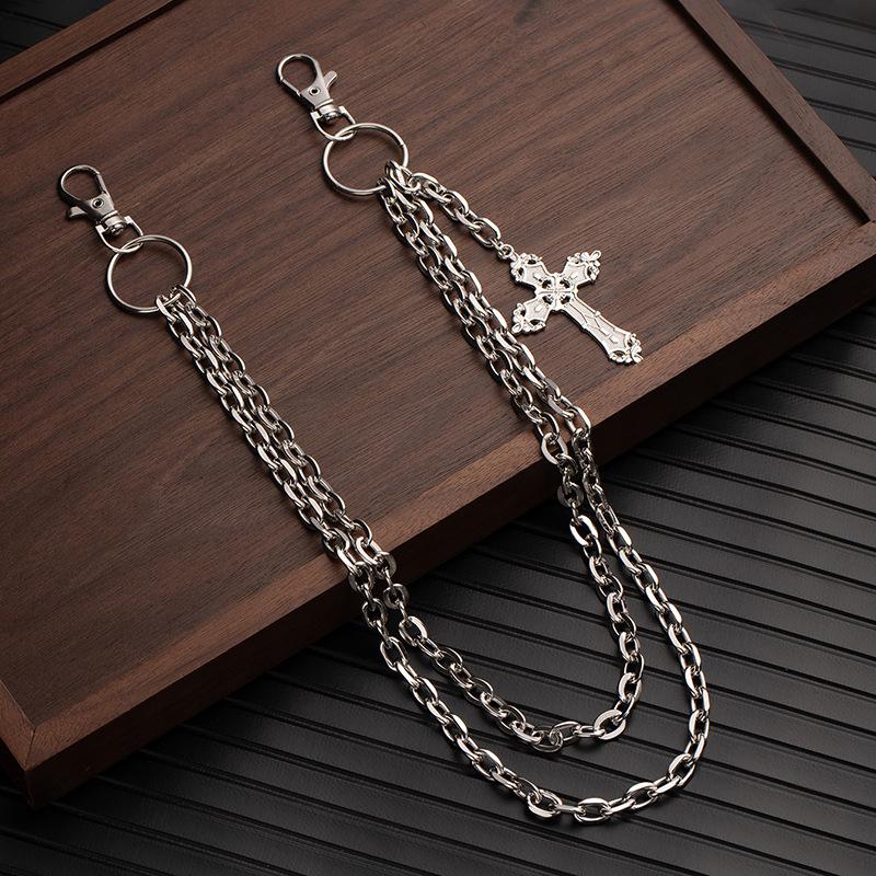 Vintage Cross Double Chain Waist Chain Sweet Cool Style Personalized Jeans Chain Trendy Cool Personality Accessories