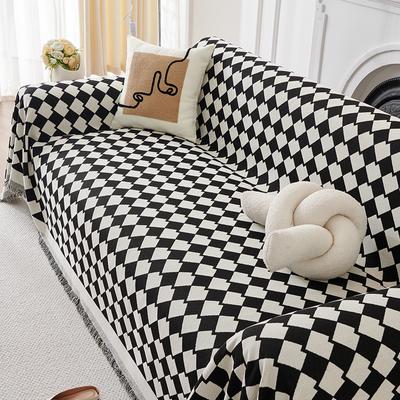 Hochwertiges Sofa-Handtuch im INS-Stil mit geometrischem Karomuster, Chenille, kratzfest, All-Inclusive-Universalbezug, Stoffdecke