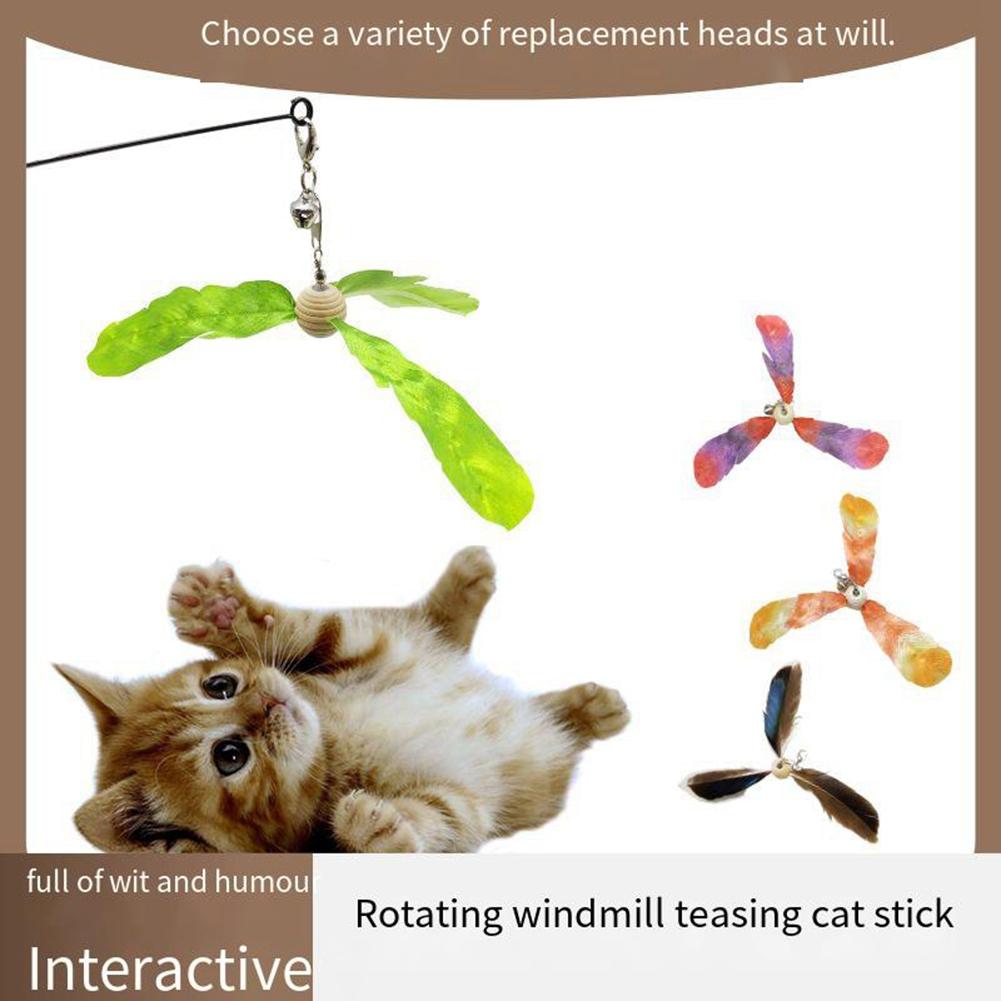 Simulation Bird Cat Toy Feather Bird with Bell Kitten Wand Toy Replacement Heads Cat Teaser Interactive Cat Toy Accessories