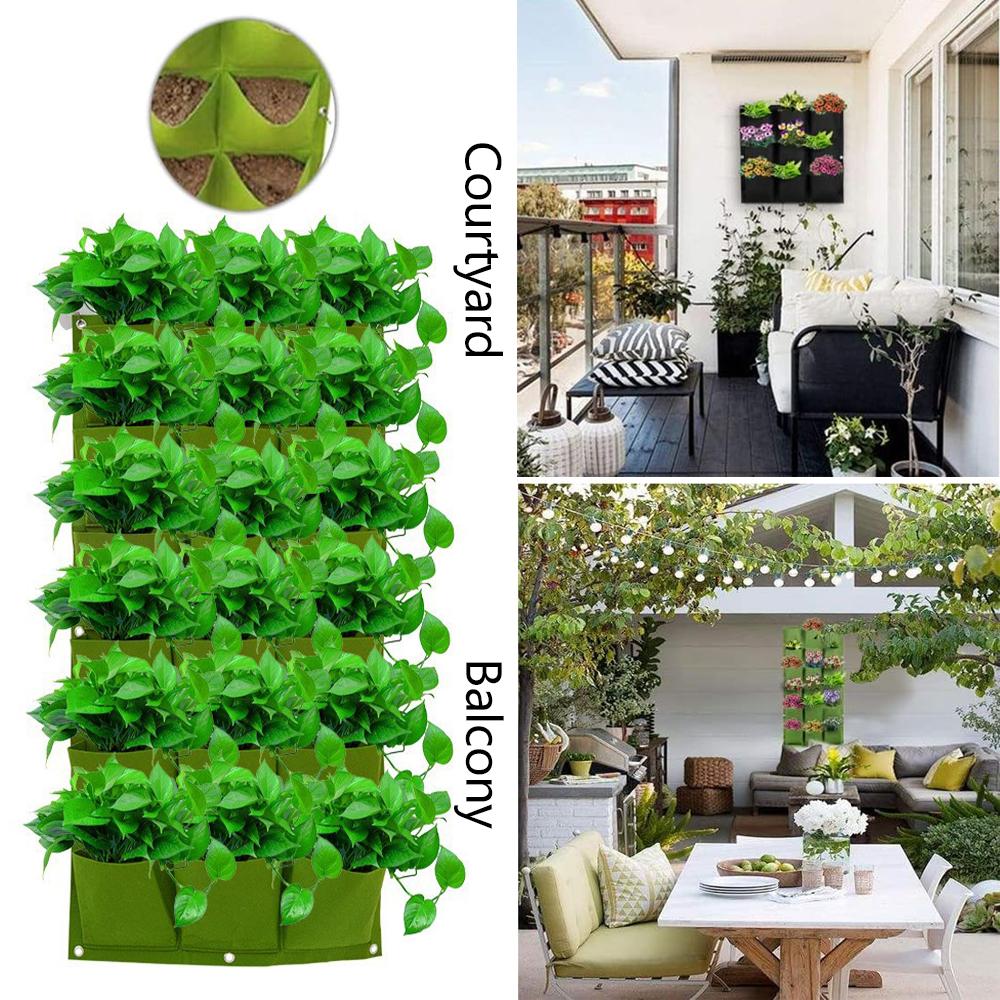 9/18 Pockets Felt Vertical Plant Grow Bag Non-woven Greening Flower Container for Flower Vegetable Herb Garden Planting Supplies