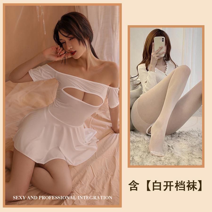 Sexy Underwear Hot Pure Desire Temptation Pajamas Sexy Chest Hollow Nightdress Elastic Tight Body Free Suit