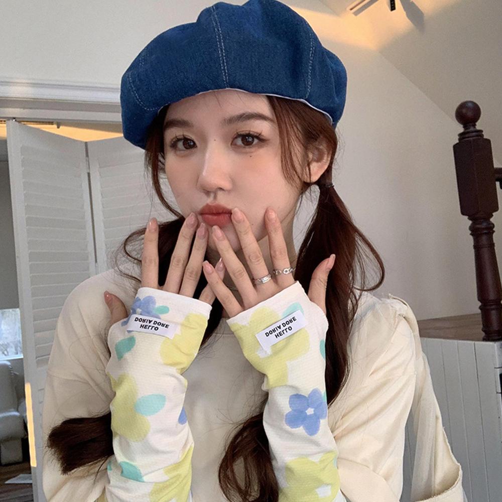 

2024 Цветочный ледяной рукав Солнцезащитные рукава Перчатки для вождения Длинные рукава без пальцев Летняя защита рук Открытый One Size жёлтый