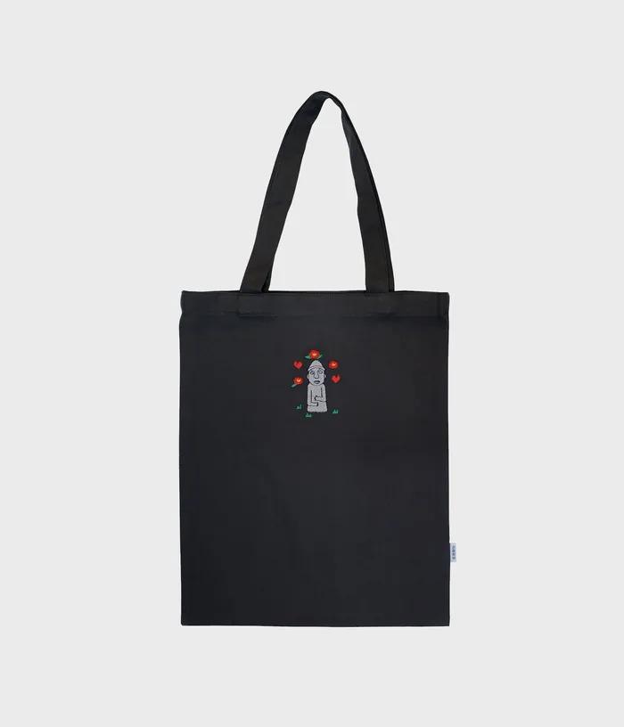 Dolhareubang Embroidered Pure Cotton Eco Bag Gray