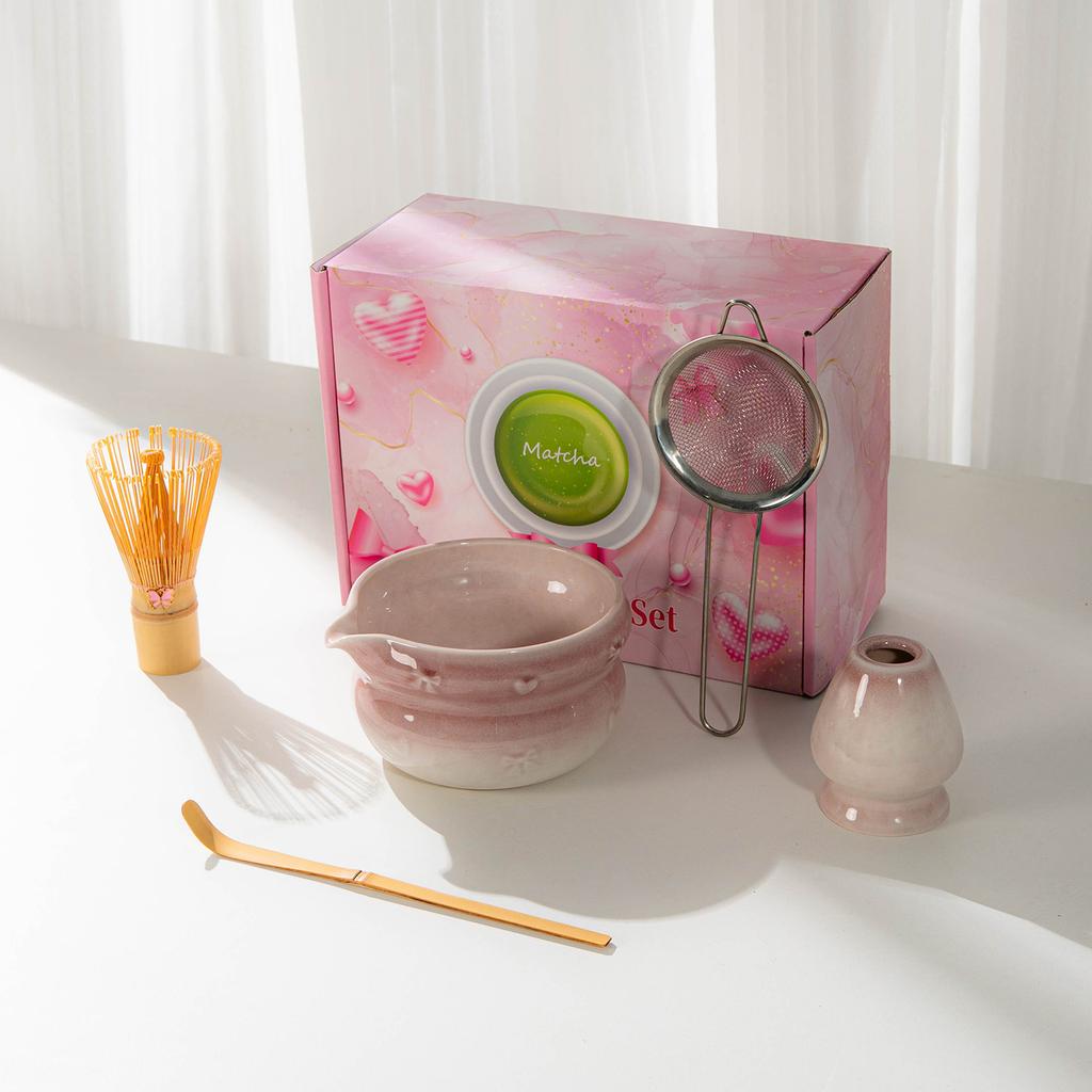 Japanese Matcha Set With Bow Pattern, Matcha Whisking Tools, Tea Set Accessories, Multiple Styles Available, Gift