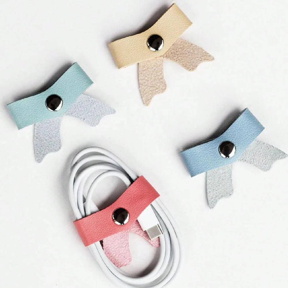 3/6/8PCS Cord Organizer, Leather Cable Management, Cable Straps, Earphone Winder, Storage Straps for Electronics