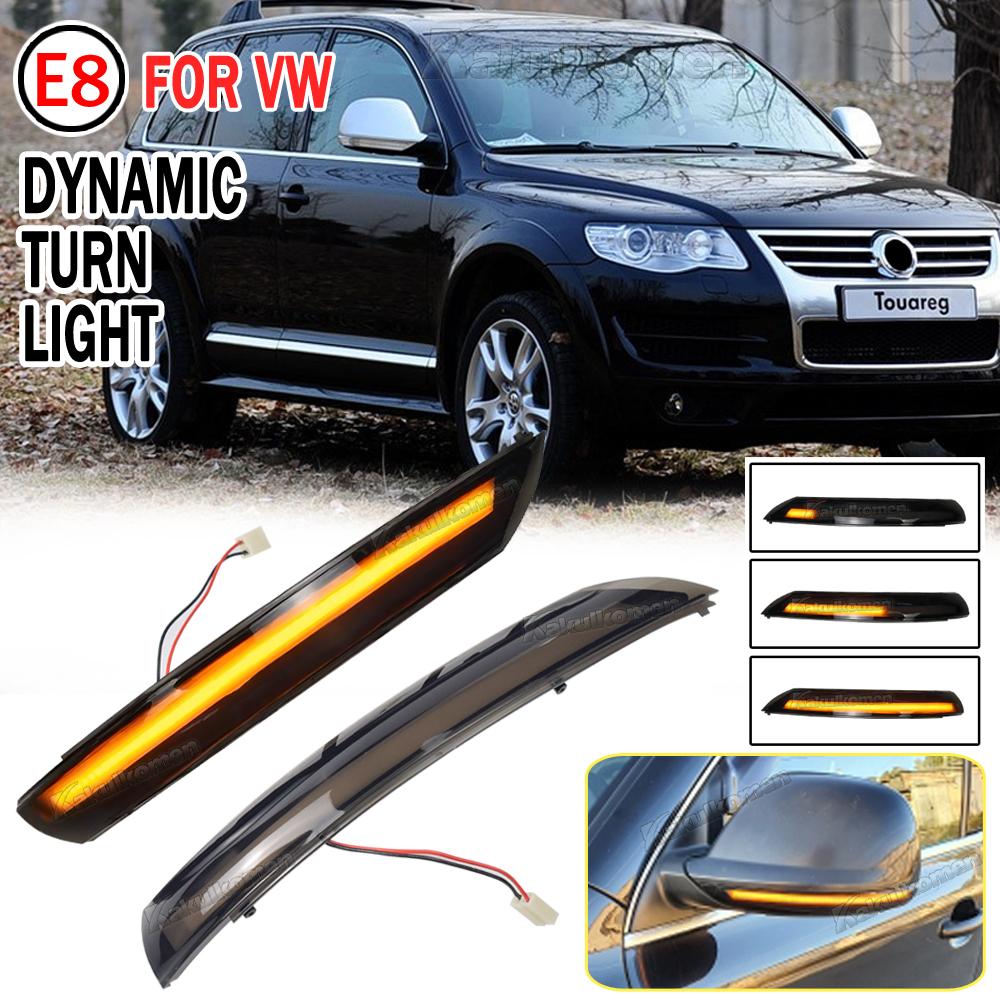 2Pcs Dynamic Steering Signal Led Light Rear View Mirror Indicating Flash For VW Volkswagen Touareg I MK1 7L Facelift 2007-2011