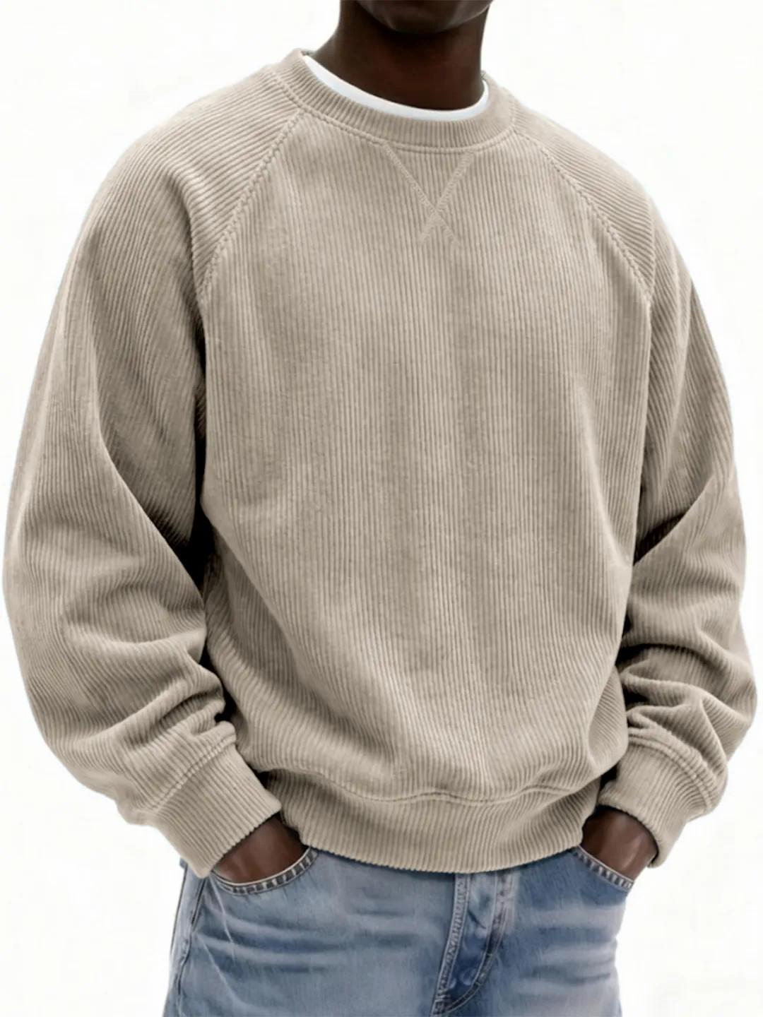 

2025 Men s Casual Corduroy Hoodie: Fashionable Round Neck for Spring & Autumn XXXL світло-сірий колір