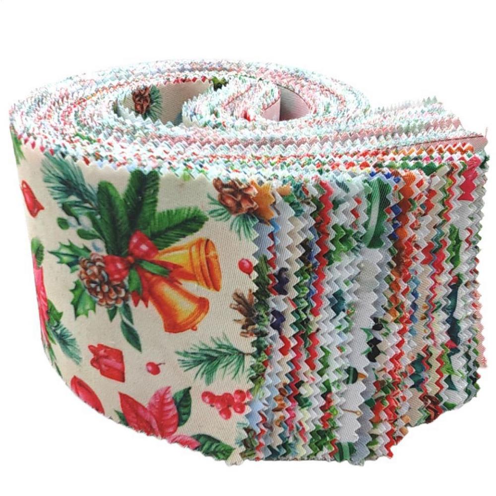 

40 PCS Christmas Fabric Precut Fabric Bundles Squares Jelly for Crafts Sticker Panels Needlework Book Winter Party Supplies