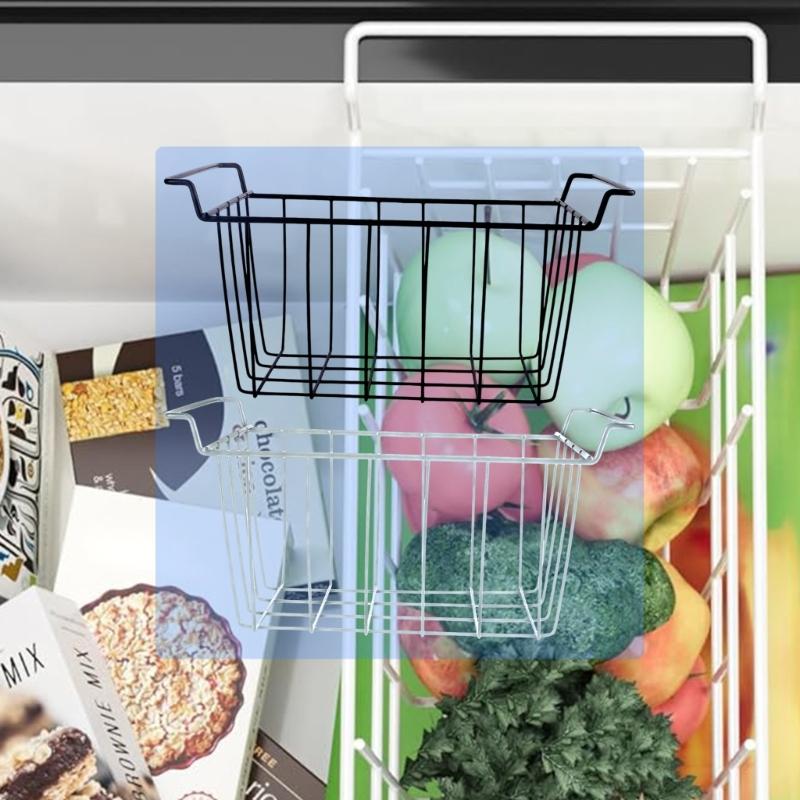 Pack of 2 Sturdy Freezer Baskets Metal Wire Storage Organizers For Refrigerator Fridge With Ventilated Designs