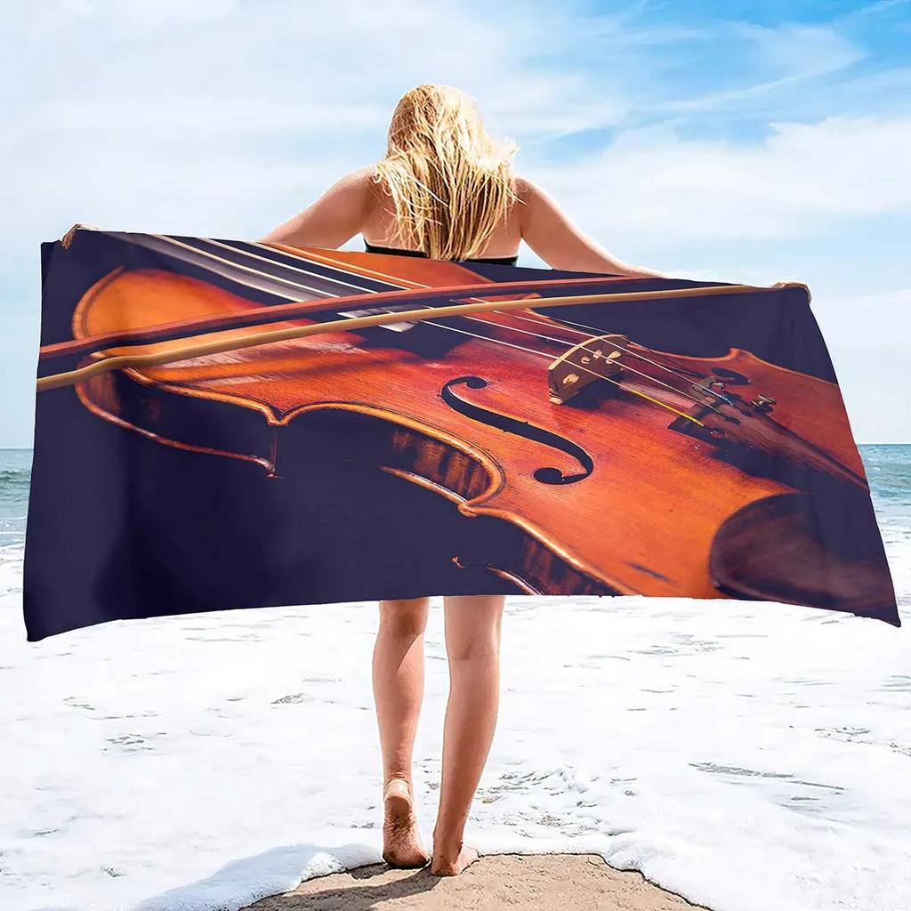 Beach Towels Violin Sand Towel Beach Blanket Sand Free-Microfiber Quick Dry Swimming Pool Towels Camping Towels for Kids Adults
