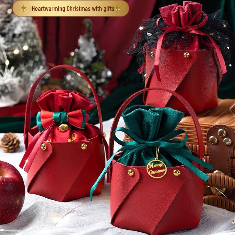 Christmas Eve Apple Gift Tote - Leather Holiday Packaging Bag