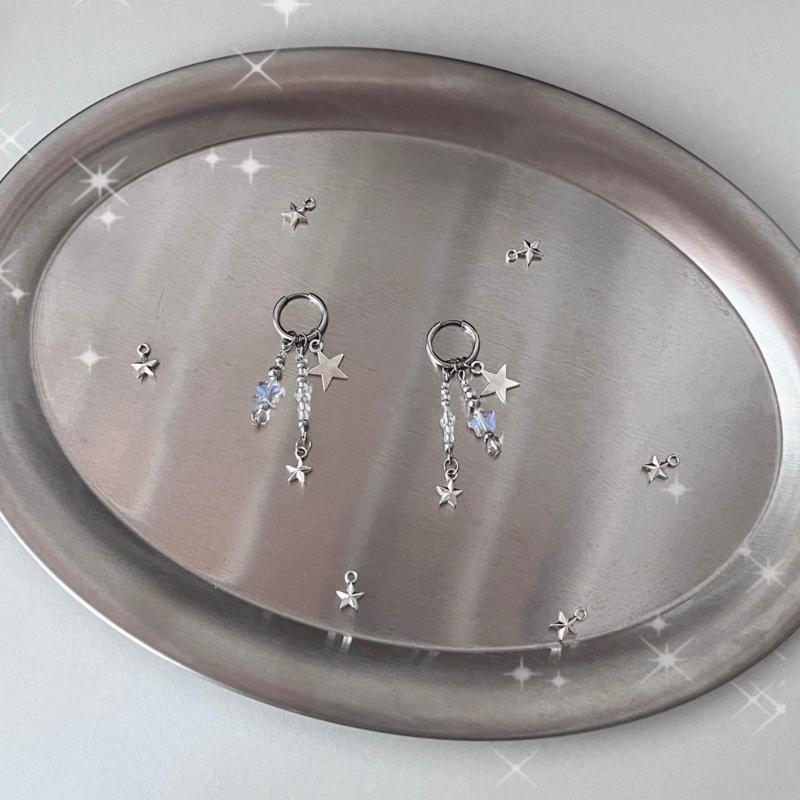 Irregular Star Chain Earrings for Women Y2K Tassels Ear Rings Geometric Super Fairy Girls Ear Buckles Adjsutable