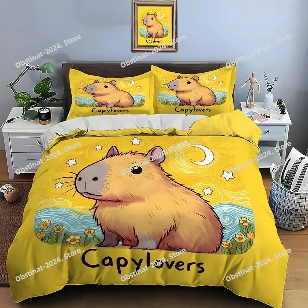 3D Adorable Lovely Carton Capybara Print Beding Set Soft Duvet Cover featuring Pilowcases Adult People plus Children Beding Set Premium Gifts