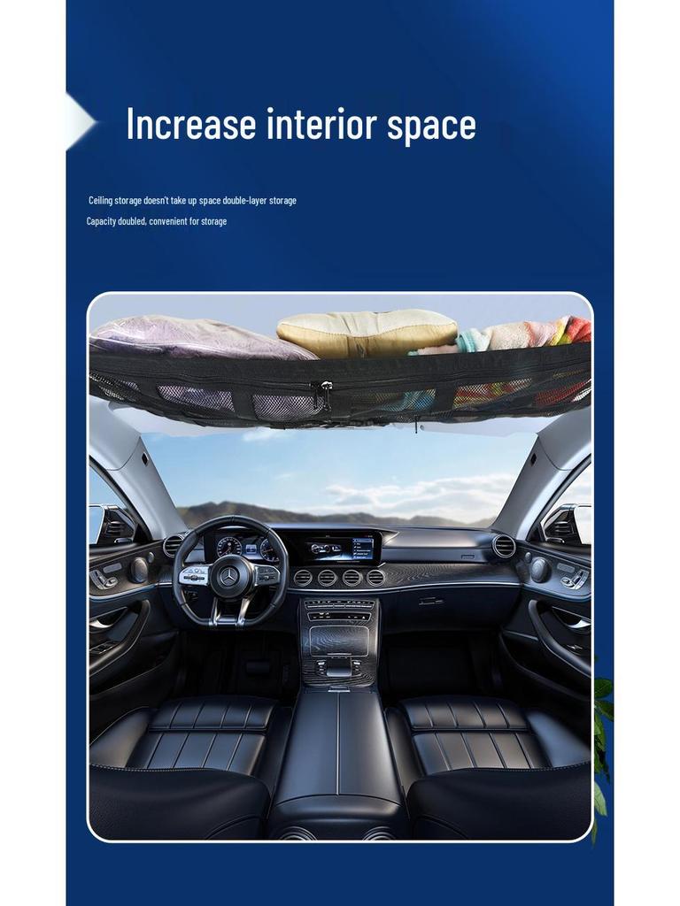 Car Roof Double-Layer Storage Mesh Organizer Bag