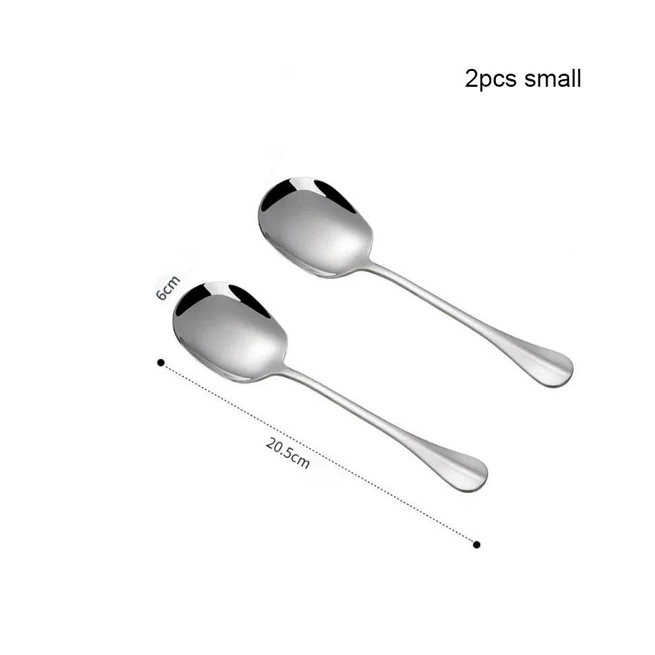 

2 шт. Большие ложки для супа из нержавеющей стали с длинной ручкой и квадратной головкой, сервировочные ложки для ужина, ресторанная посуда