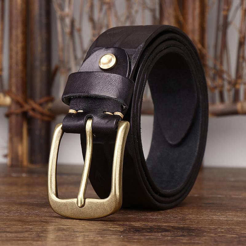 Belte Herre Håndlaget Retro Vegetabilsk Garvet Lær Ekte Kuskinn Lær Overflate Belte Herre Allsidig Personlighet Trend Buksebelte