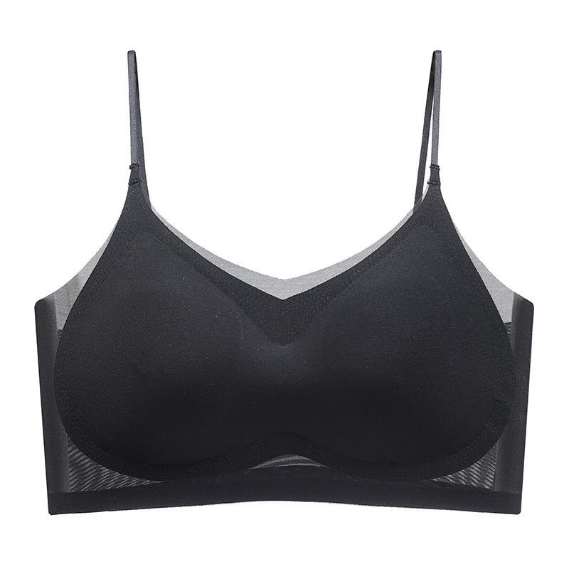 Women's Ice Silk Seamless Camisole Bra: Ultra-thin, No Steel Ring, Beautiful Back, Breathable, Comfortable Fit for a Slim Look