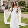 Detachable Off Shoulder Ruffle Tulle Long Train Arm Sleeves Maxi Floating Sheer Bridal Cuffs For Strapless Mermaid Wedding Gown Photoshoot
