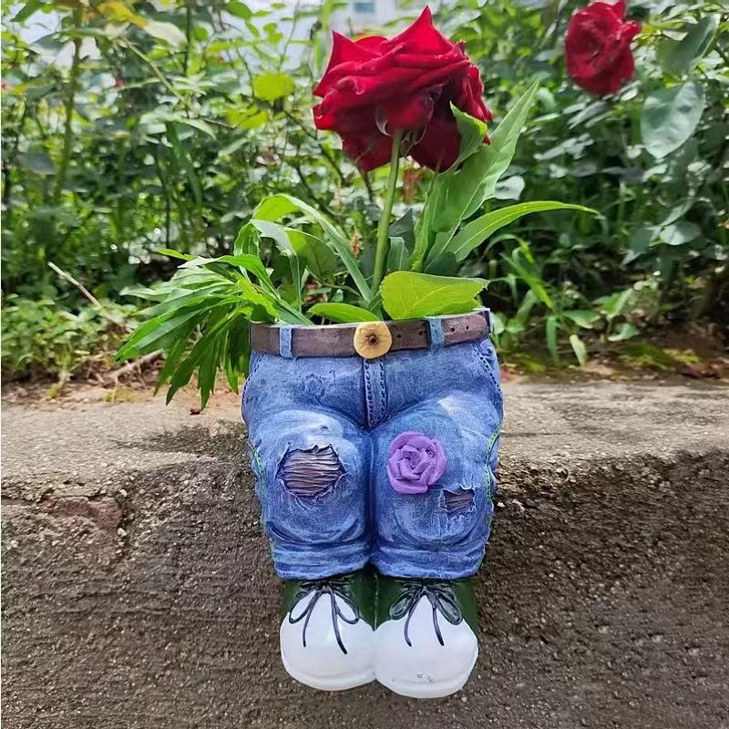 Creative American Jeans Modeling Flowerpot Plant Pots Country Garden Art Courtyard Decoration Resin Handicraft Decorations